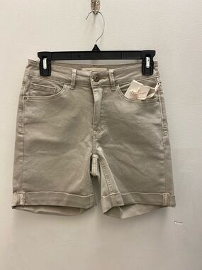Charlies Light Beige Rolled-Hem Jean Shorts